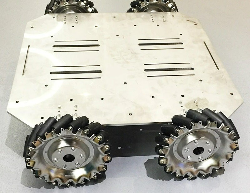 70kg 중장비 메카넘 휠 트롤리 전 방향 휠 모바일 로봇 금속 섀시 연구 용